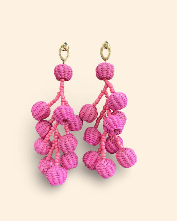 Aretes Toquilla Uvas Rosa