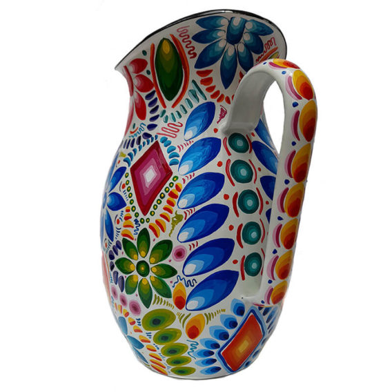 jarra grande hierro enlosado pintado a mano Tigua