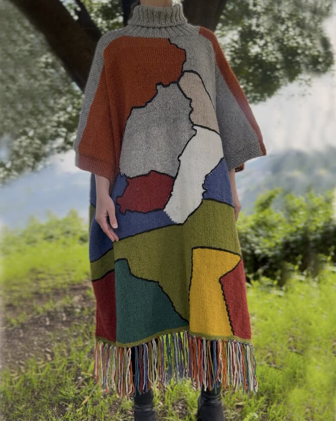 Poncho Ecuador Tejido Alpaca