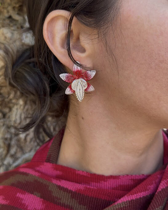 Aretes Orquídea Roja
